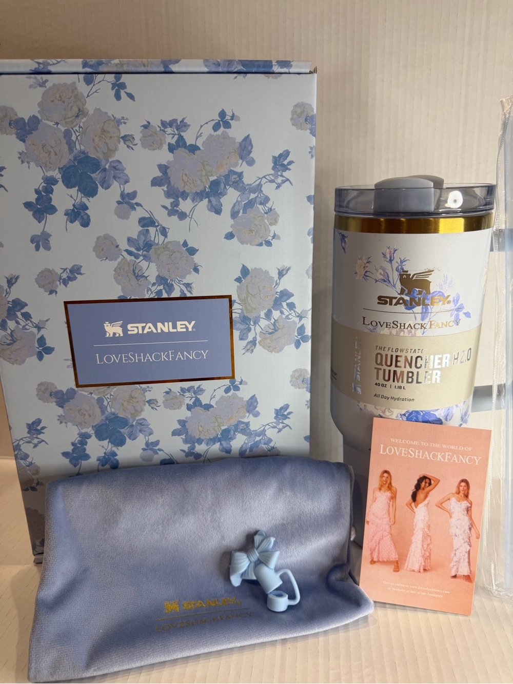 LoveShackFancy Light Blue Floral Stanley Quencher Gift Set